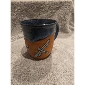 Studio Pottery Signed Dragonfly Coffee Mug Tea Cocoab 4.5 Inches